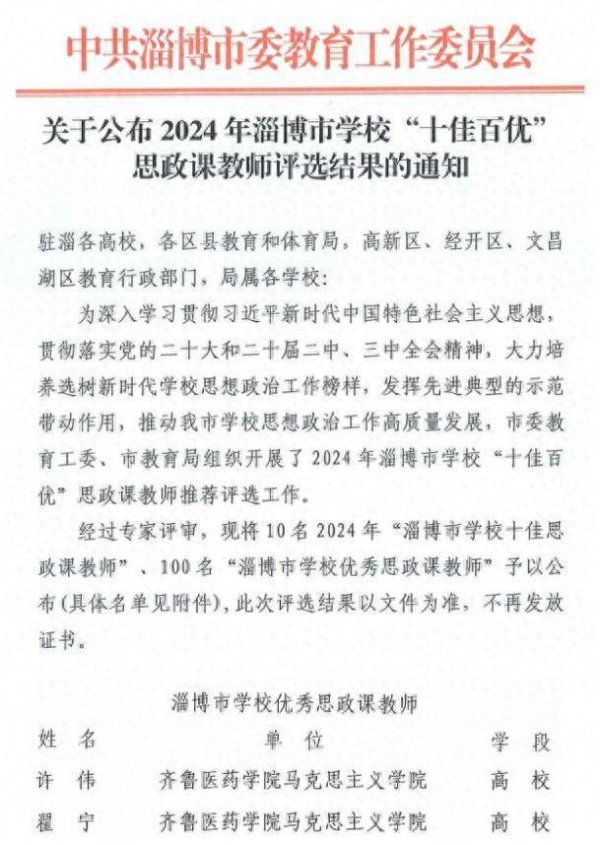 全国股票配资公司排名出炉 齐鲁医药学院教师荣获 “淄博市学校优秀思政课教师”称号
