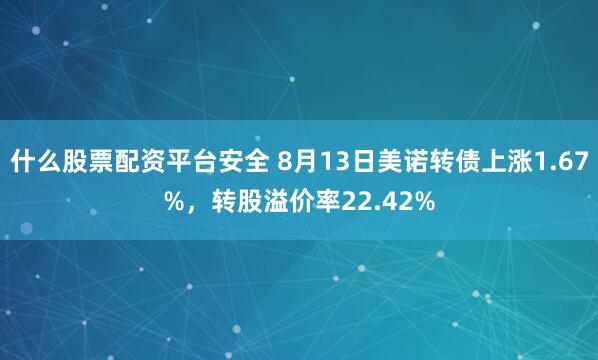 什么股票配资平台安全 8月13日美诺转债上涨1.67%，转股溢价率22.42%